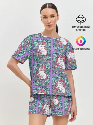 Женская пижама с шортами / Маленькие Единорожки