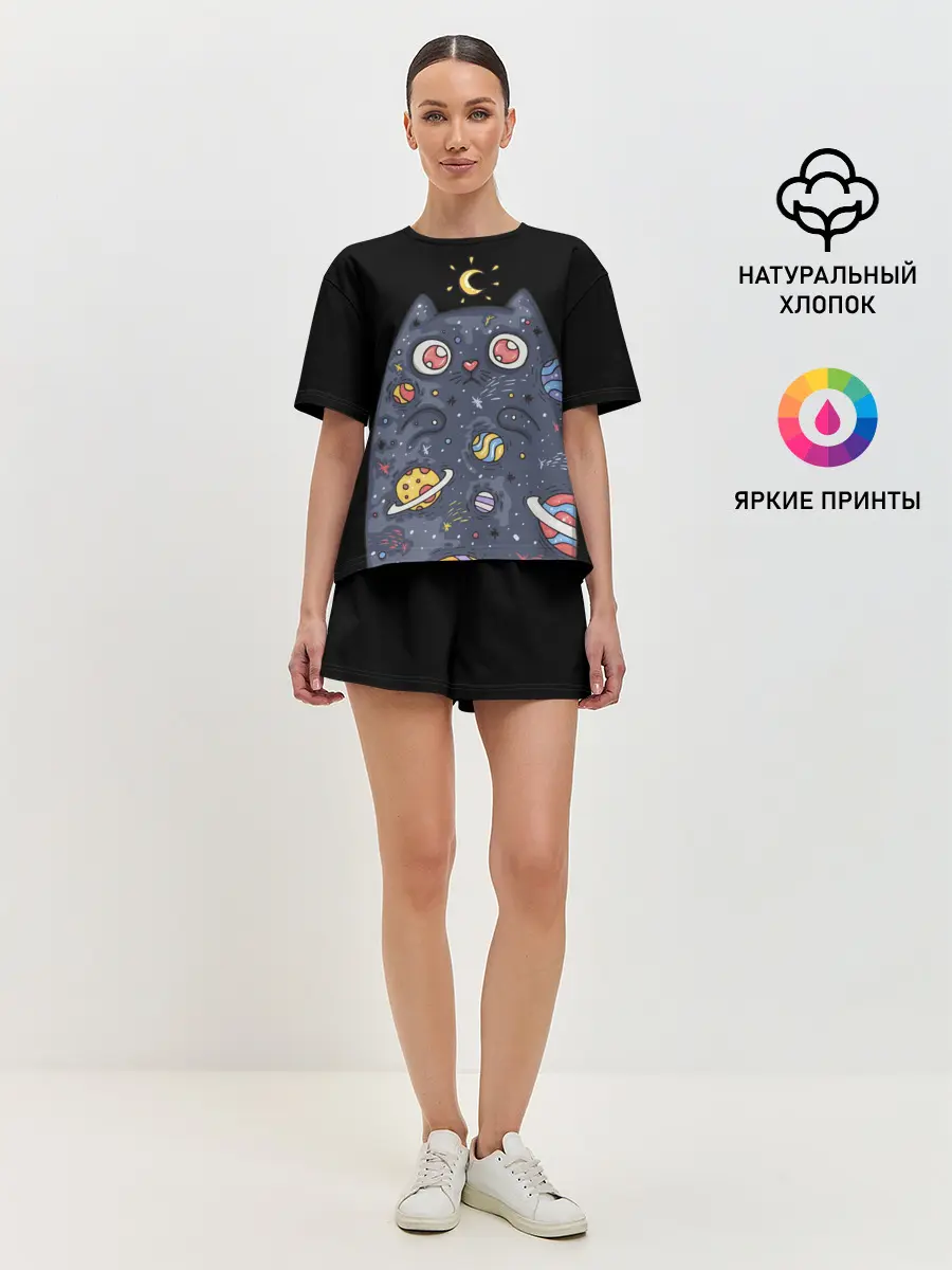 Женская пижама с шортами / КОСМИЧЕСКИЙ КОТ