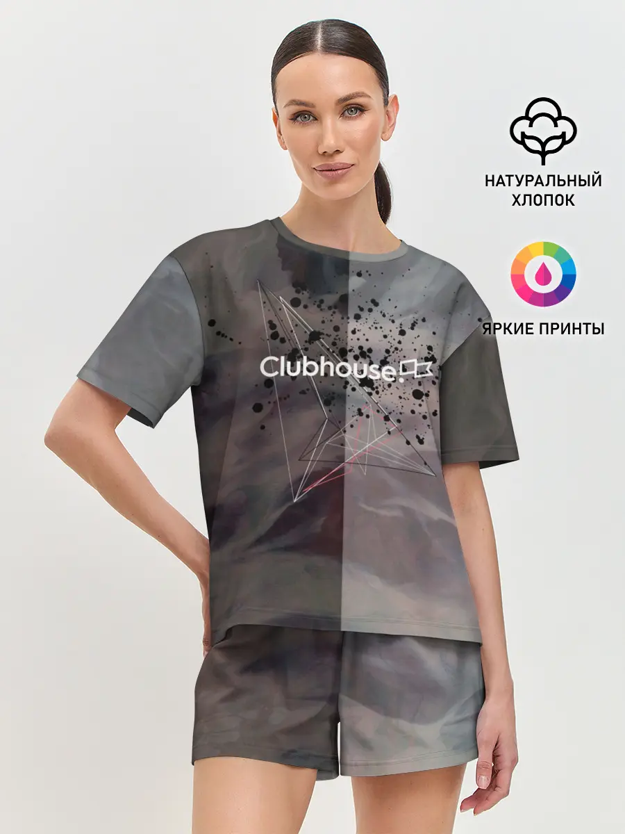 Женская пижама с шортами / Clubhouse | Клабхаус лого бразги