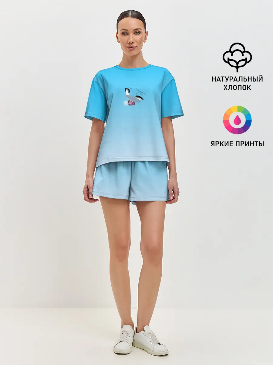 Женская пижама с шортами / Ahegao Blue-eyed girl