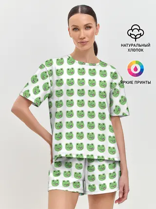 Женская пижама с шортами / лягушки
