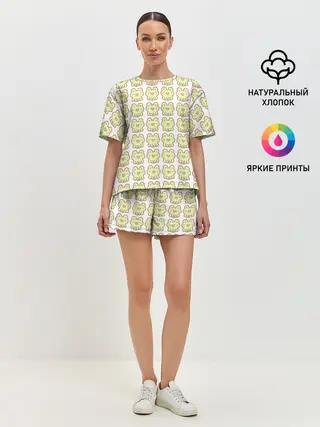 Женская пижама с шортами / милые лягушки