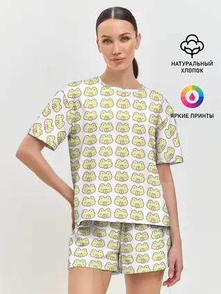 Женская пижама с шортами / лягушечки