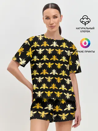 Женская пижама с шортами / Пчелиный Паттерн