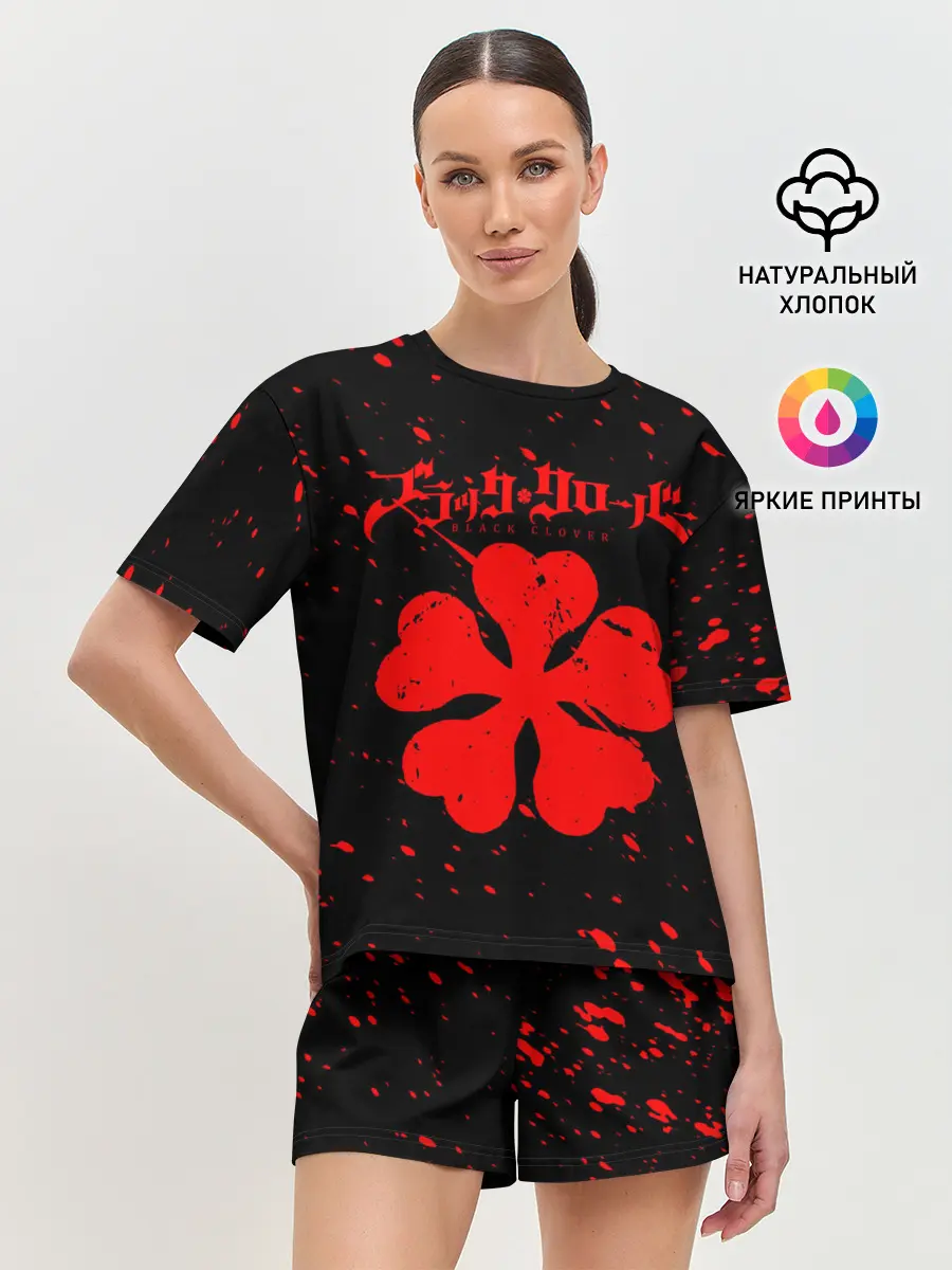 Женская пижама с шортами / ЧЕРНЫЙ КЛЕВЕР АНИМЕ,