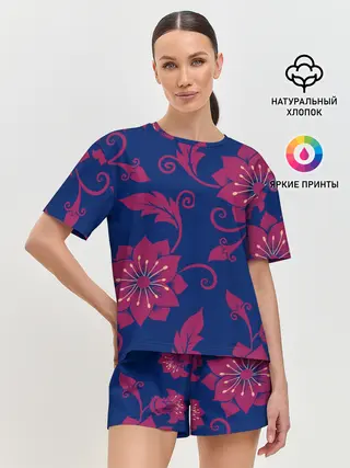 Женская пижама с шортами / Цветы