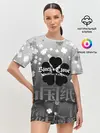 Женская пижама с шортами / Черный логотип Клевера на сером градиенте