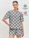 Женская пижама с шортами / Ч/б текстура в клетку