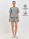 Женская пижама с шортами / Ч/б текстура в клетку