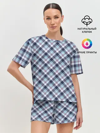 Женская пижама с шортами / Текстура в клетку