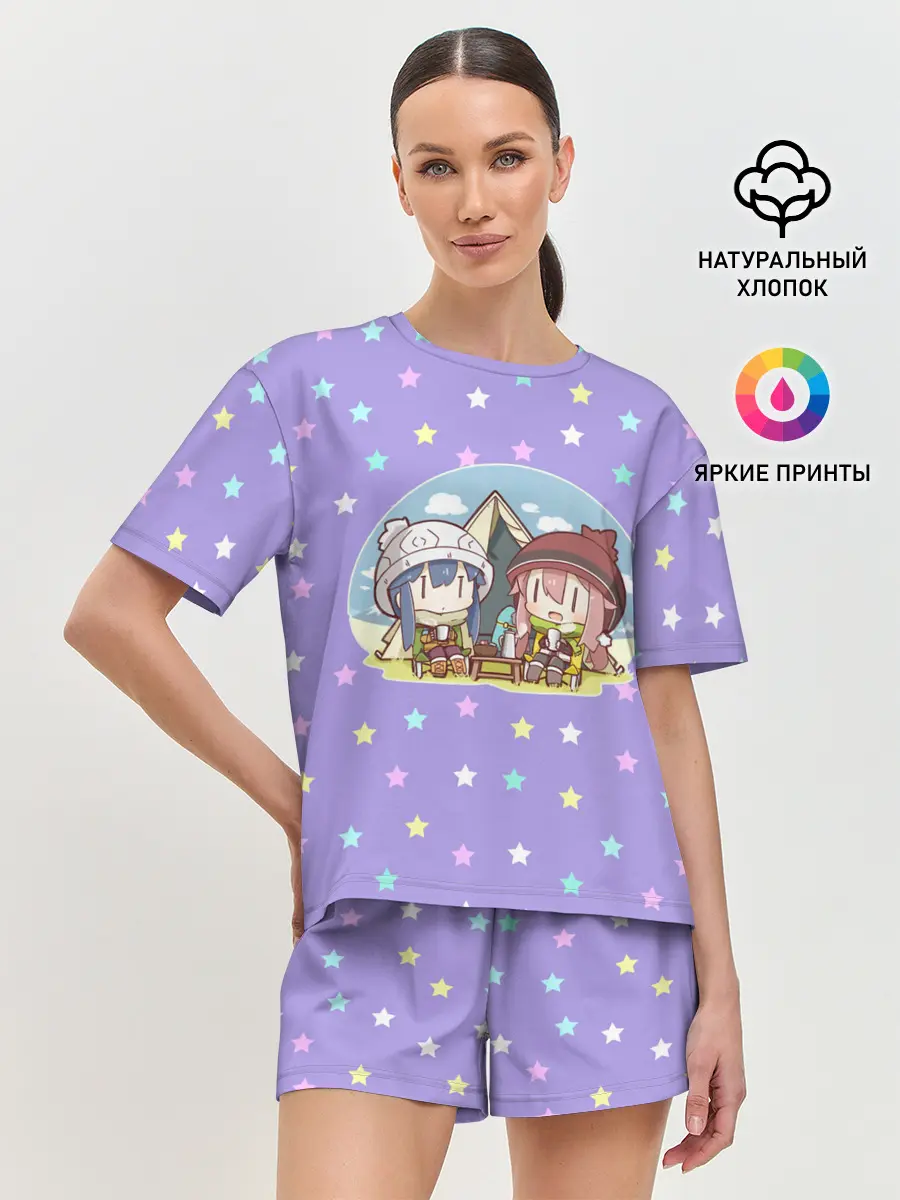 Женская пижама с шортами / Лагерь