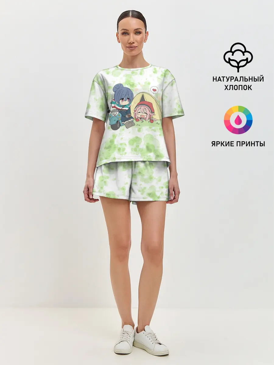 Женская пижама с шортами / Лагерь на воздухе