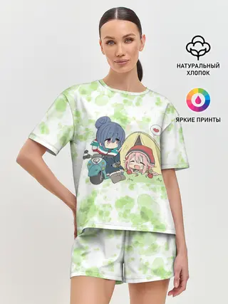 Женская пижама с шортами / Лагерь на воздухе