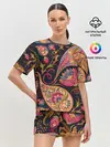 Женская пижама с шортами / РОСПИСЬ ЦВЕТАМИ