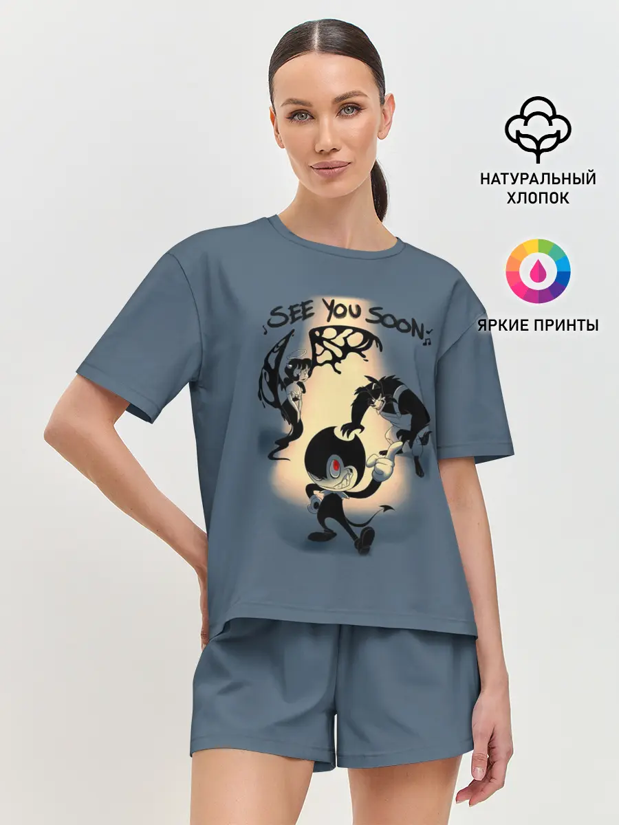 Женская пижама с шортами / Бенди и Чернильная машина