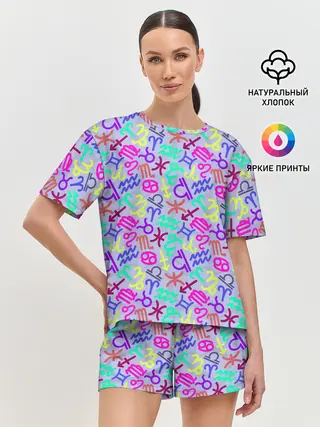Женская пижама с шортами / Знаки Зодиака