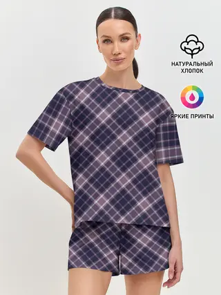 Женская пижама с шортами / Текстура в клетку