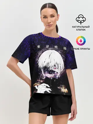 Женская пижама с шортами / Kaneki Ken фиолетовый верх