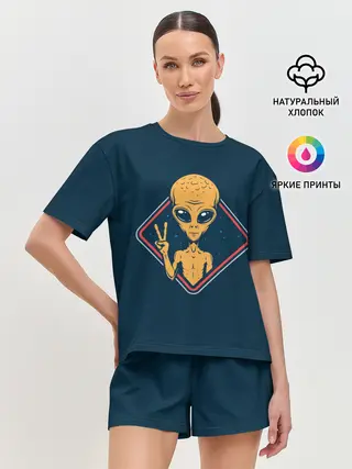 Женская пижама с шортами / НЛО / UFO