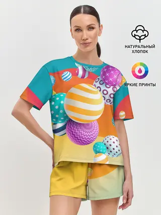Женская пижама с шортами / Мячики