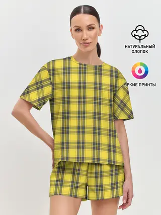 Женская пижама с шортами / Клеточный узор