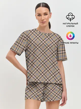 Женская пижама с шортами / Клеточный узор