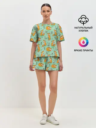 Женская пижама с шортами / Лиса с Грибами
