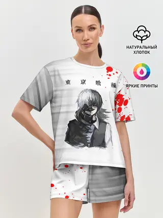 Женская пижама с шортами / Kaneki Ken красные капли