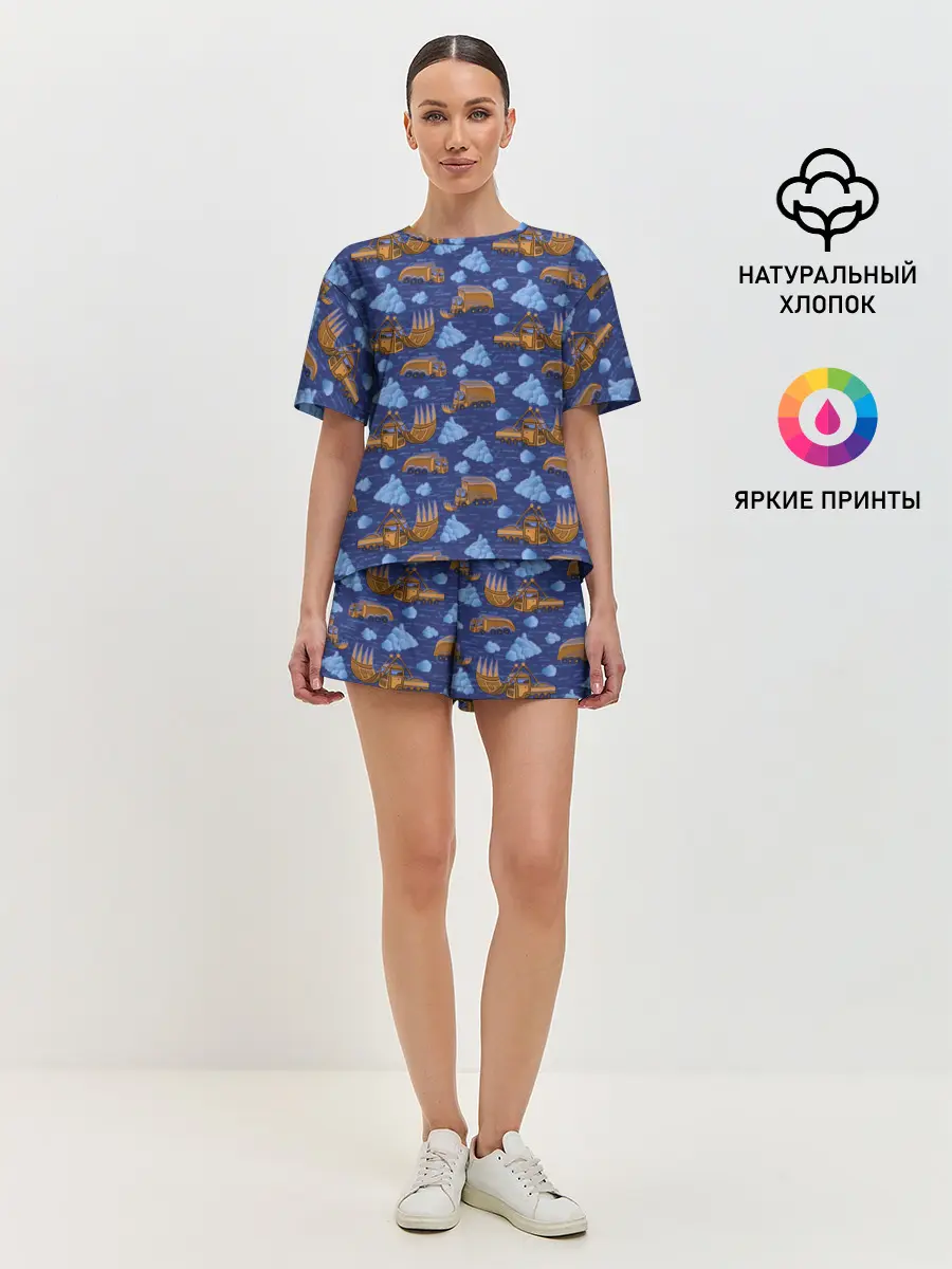 Женская пижама с шортами / Весна, но все еще снежная.