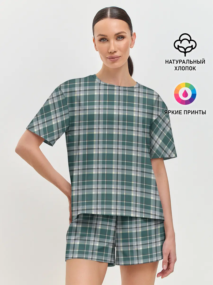 Женская пижама с шортами / Узор в клетку