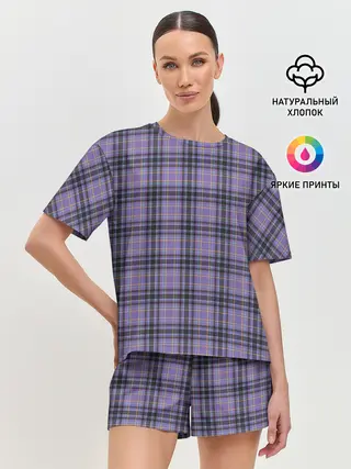 Женская пижама с шортами / Узор в клетку