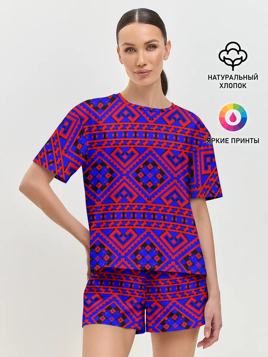 Женская пижама с шортами / Русские народные узоры