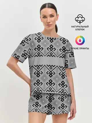 Женская пижама с шортами / Русские народные узоры