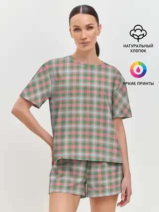 Женская пижама с шортами / Узор в клетку