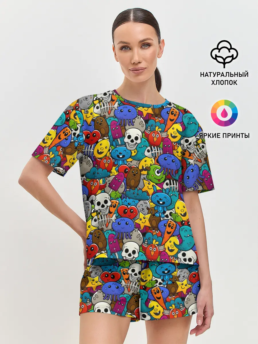 Женская пижама с шортами / Граффити