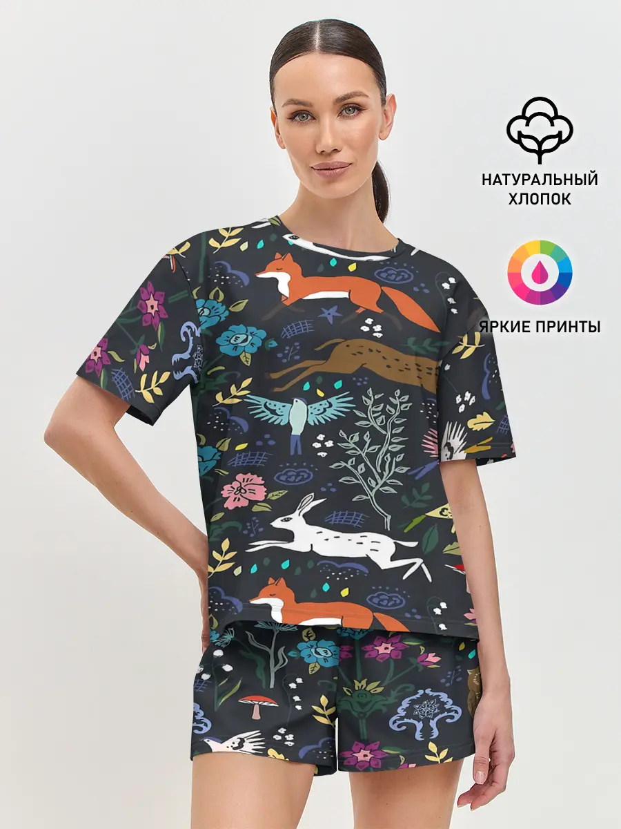 Женская пижама с шортами / Звери и Природа