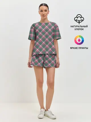 Женская пижама с шортами / Клеточный узор