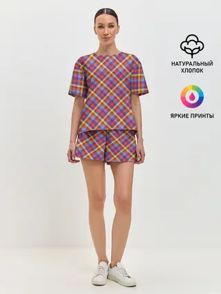 Женская пижама с шортами / Клеточный узор