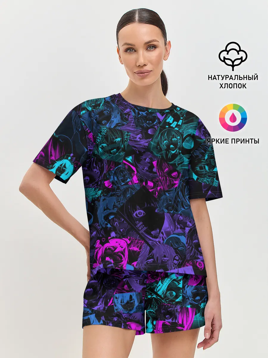 Женская пижама с шортами / Neon Ahegao
