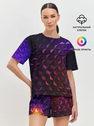 Женская пижама с шортами / Неоновая Текстура