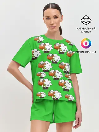 Женская пижама с шортами / Овцы
