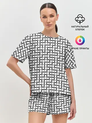 Женская пижама с шортами / Велосипедная цепь