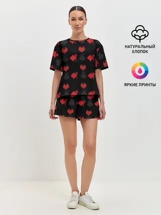 Женская пижама с шортами / Карточные масти