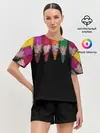 Женская пижама с шортами / карандаши на черном фоне