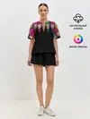 Женская пижама с шортами / карандаши на черном фоне