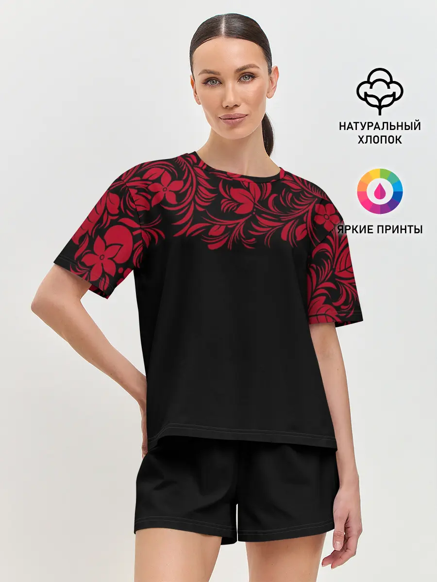 Женская пижама с шортами / Цветы