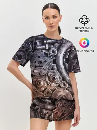 Женская пижама с шортами / СТИМПАНК | МЕТАЛ