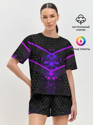 Женская пижама с шортами / Ултрофиолеовый угол 3D