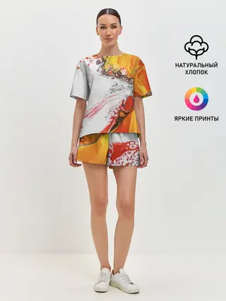 Женская пижама с шортами / рисунок краской