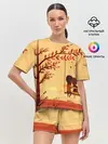 Женская пижама с шортами / Романтика. Пара на качелях